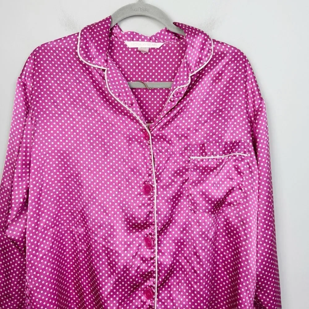 VICTORIA’S SECRET | SET Pink Polka Dot Pajama Top & Pants Women’s Size Small